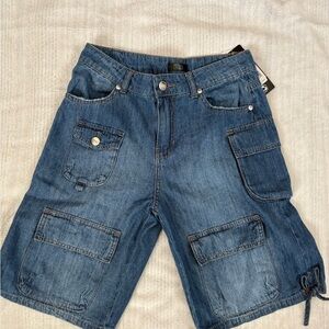 NWT Truce Blue Denim Cargo Shorts “Big Kid” Size 12